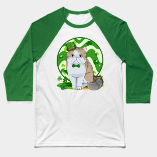 Exotic Shorthair Cat St. Patricks Day Irish Leprechaun Baseball T-Shirt